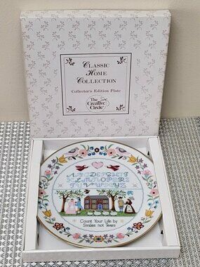 Vtg Porcelain Plate Collector 8.5"Linda Griffith 1986 Creative Circle Signed Box